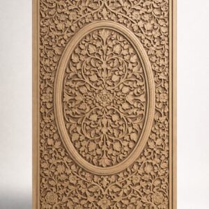 CNC Carved Wooden Panel – Oval Floral