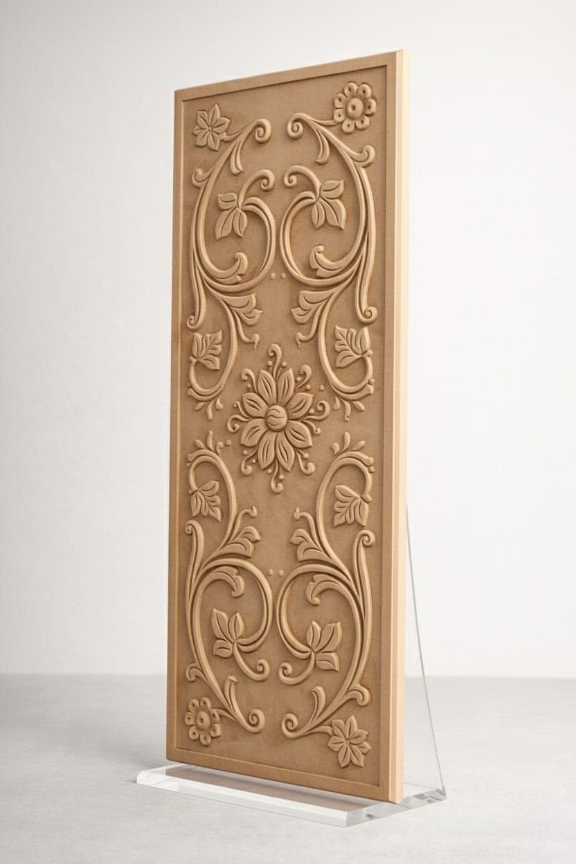 Custom CNC Carved Wooden Panel – Decorative Design (₹125 / sq ft) Design 06 - Image 2