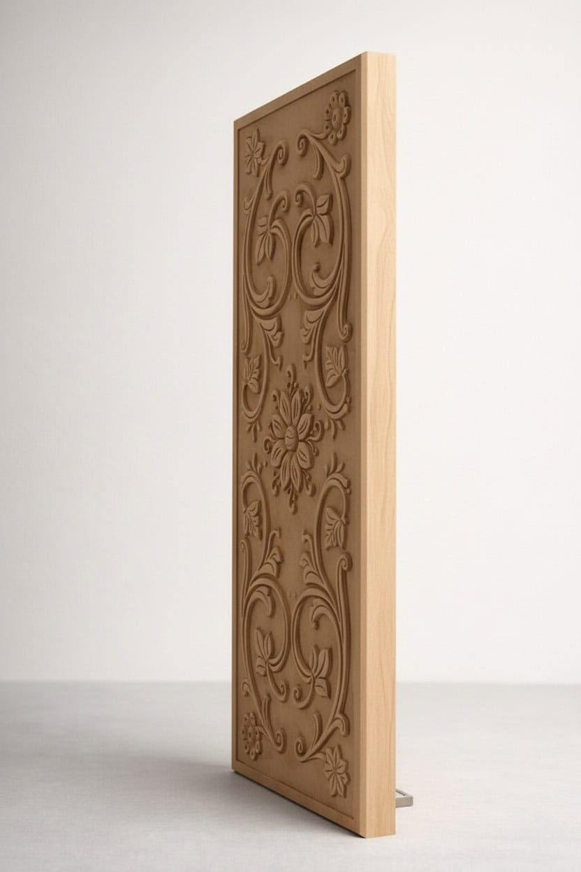 Custom CNC Carved Wooden Panel – Decorative Design (₹125 / sq ft) Design 06 - Image 3