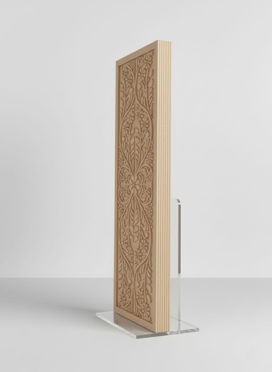 Custom CNC Carved Wooden Panel – Decorative Design (₹125 / sq ft) Design 05 - Image 3